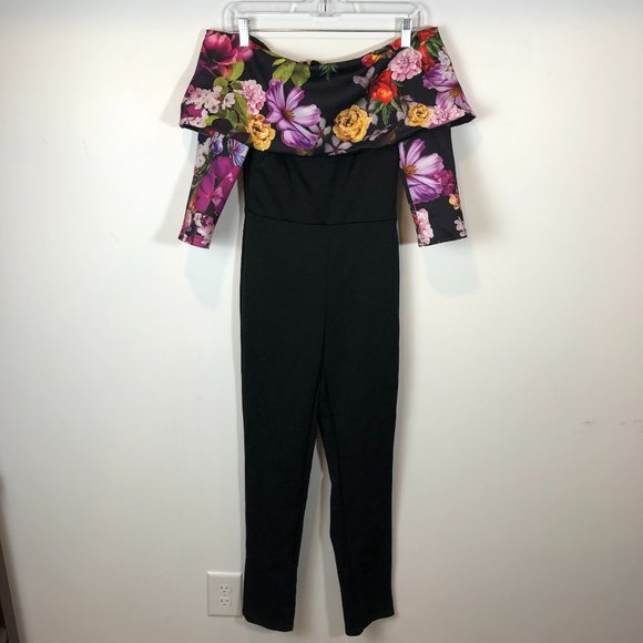 NWT Off Shoulder Floral Top Jumpsuit - Picture 5 of 10